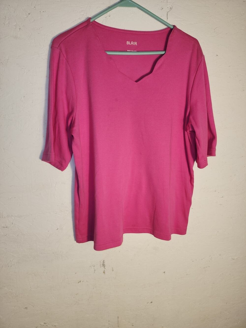 BLAIR Womens XL Dark Pink Pullover Short sleeve Knit Blouse